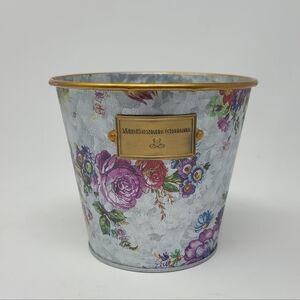 McKenzie Childs Floral Galvanized Tin Flower Pot
